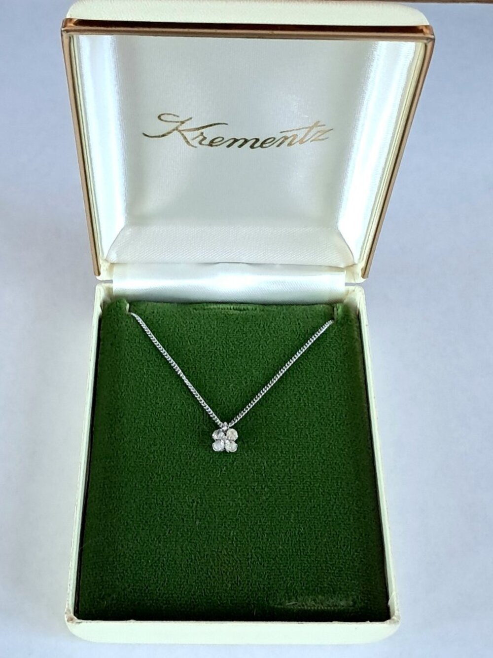 Vintage Retro Krementz 14k Gold Overlay Rhinestone Cluster Pendant 16"